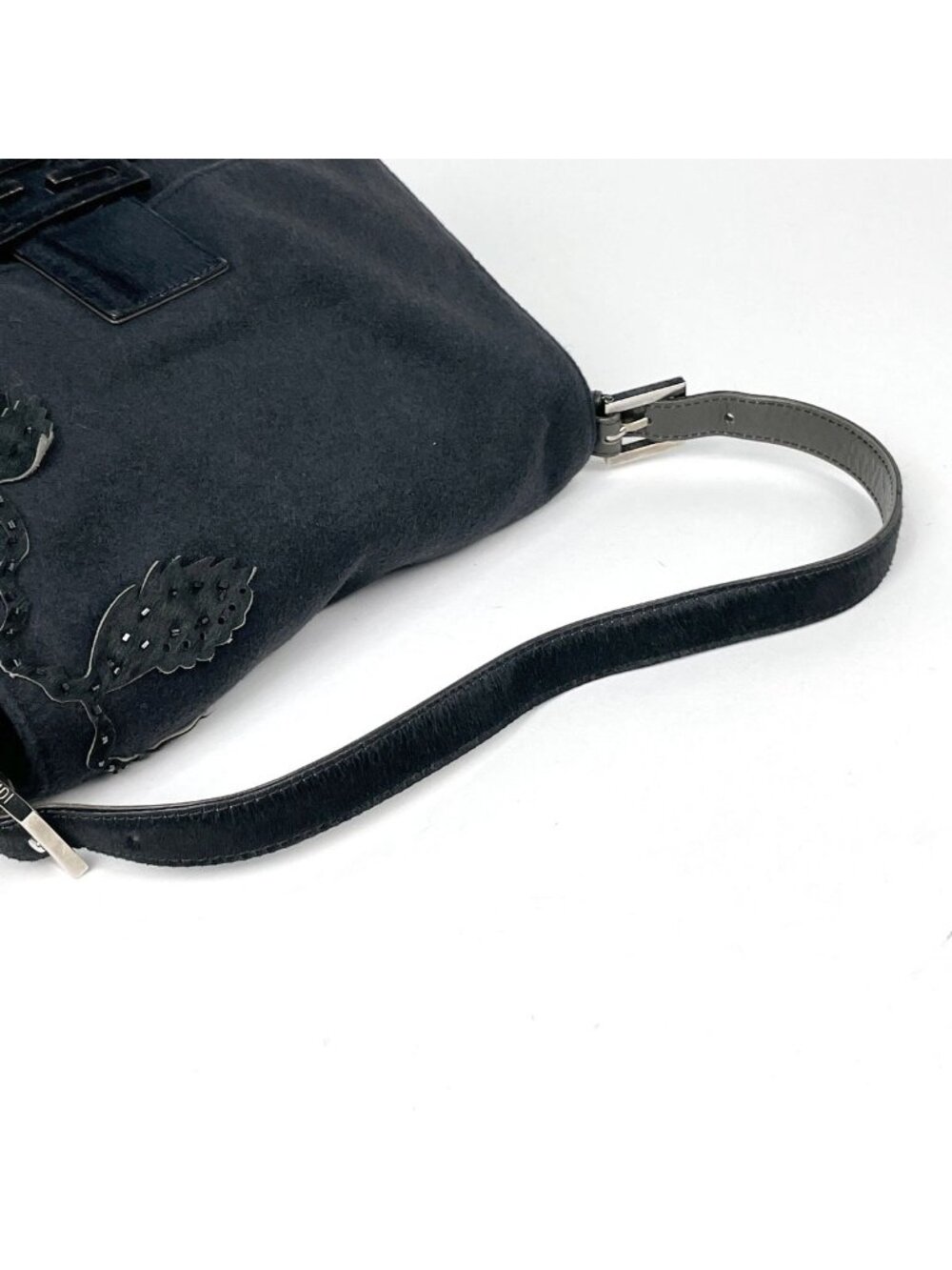 Fendi Zucca Logo Shoulder Bag Mamma Baguette Fabric Black - Picture 9 of 13